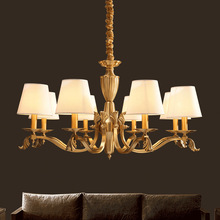 美式吊灯全铜简约客厅灯创意个性餐厅灯批发黄铜布艺卧室书房灯具