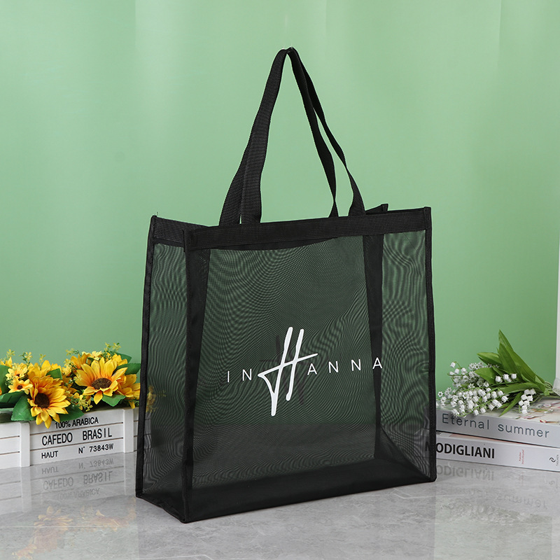 New Style Personalized Creative Translucent Mesh Bag Beach Mesh Packing Bag Nylon Mesh Shopping Handbag