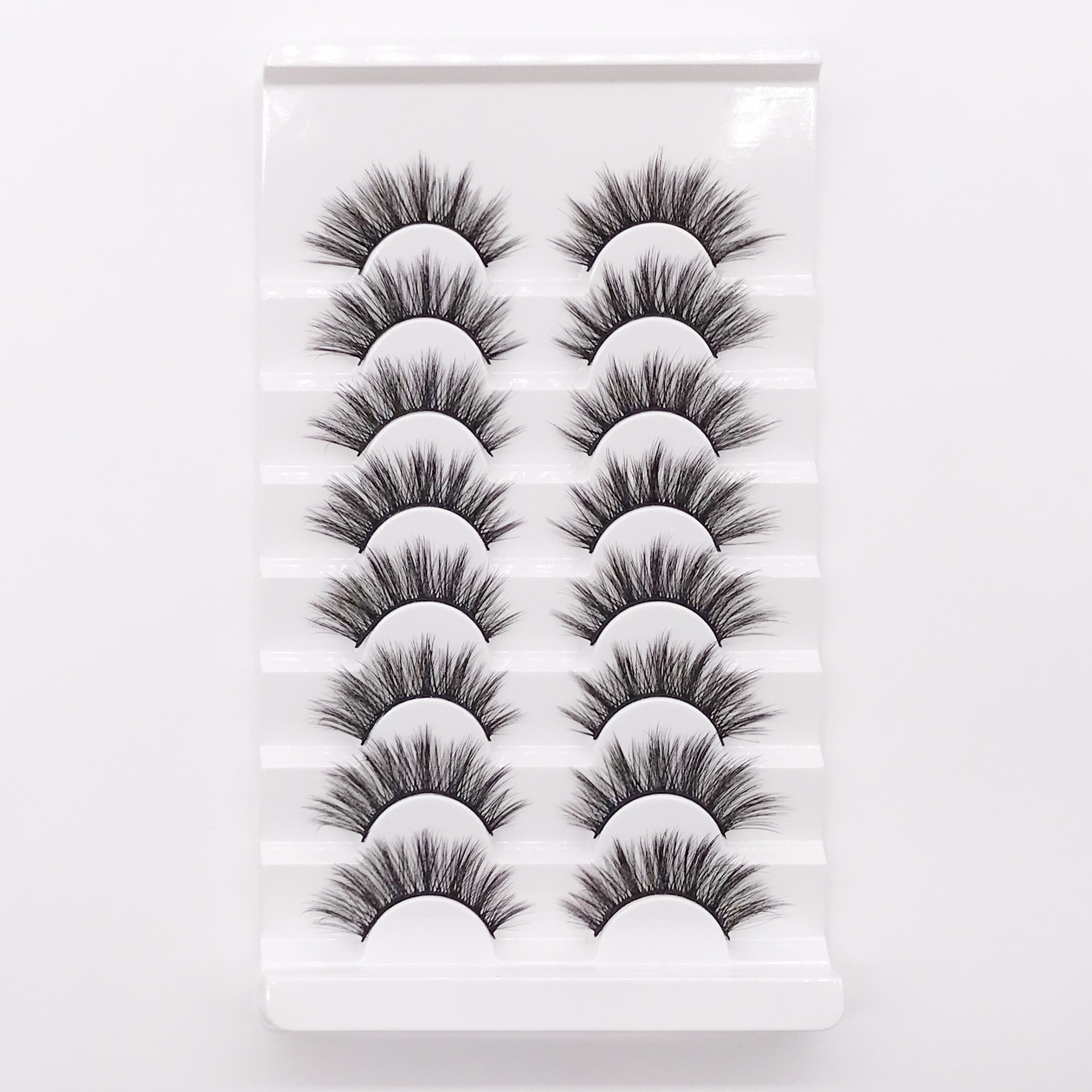 Cross-Border New Arrival Long Thick Curl Eight Pairs of Chemical Fiber False Eyelashes Soft European and American Makeup Eyelash in Stock