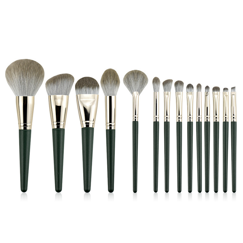 Huayang 14 Green Cloud Makeup Brushes Suit Cangzhou Super Soft Powder Brush Powder Foundation Brush Blush Brush Beauty Tools