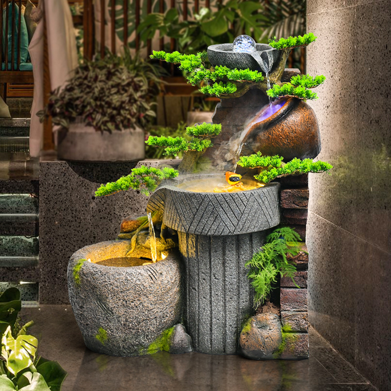 大型庭院门口鱼池造景观日式摆件别墅流水喷泉风水轮招财阳台装饰