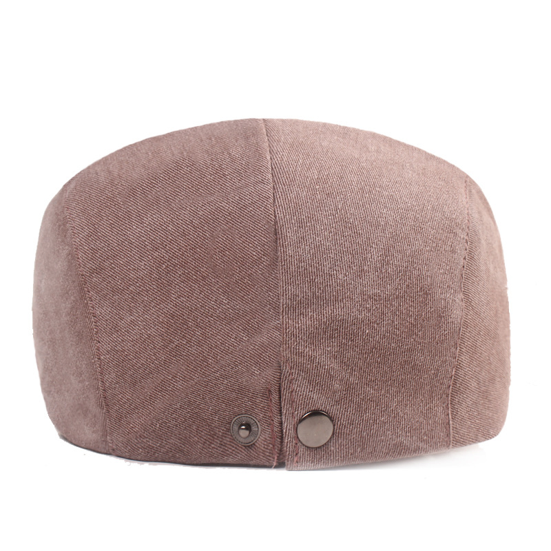 单色鸭舌帽 男士贝雷帽 文艺青年前进帽 水洗布做旧帽子 老人帽子