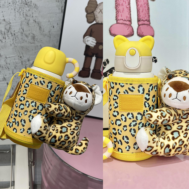 Cartoon Plush Doll Thermal Pot Female Student 316 Stainless Steel Straw Water Cup Cute Korean Style Children's Thermos Mug