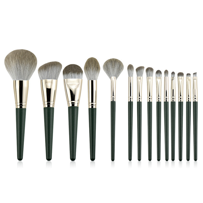 14 Green Cloud Makeup Brushes Set Cangzhou Super Soft Powder Brush Powder Foundation Brush Blush Brush Beauty Tools