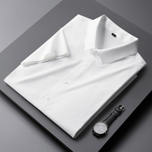 夏季轻商务免烫衬衫男士短袖白色衬衣薄款冰丝感职业半袖寸衫
