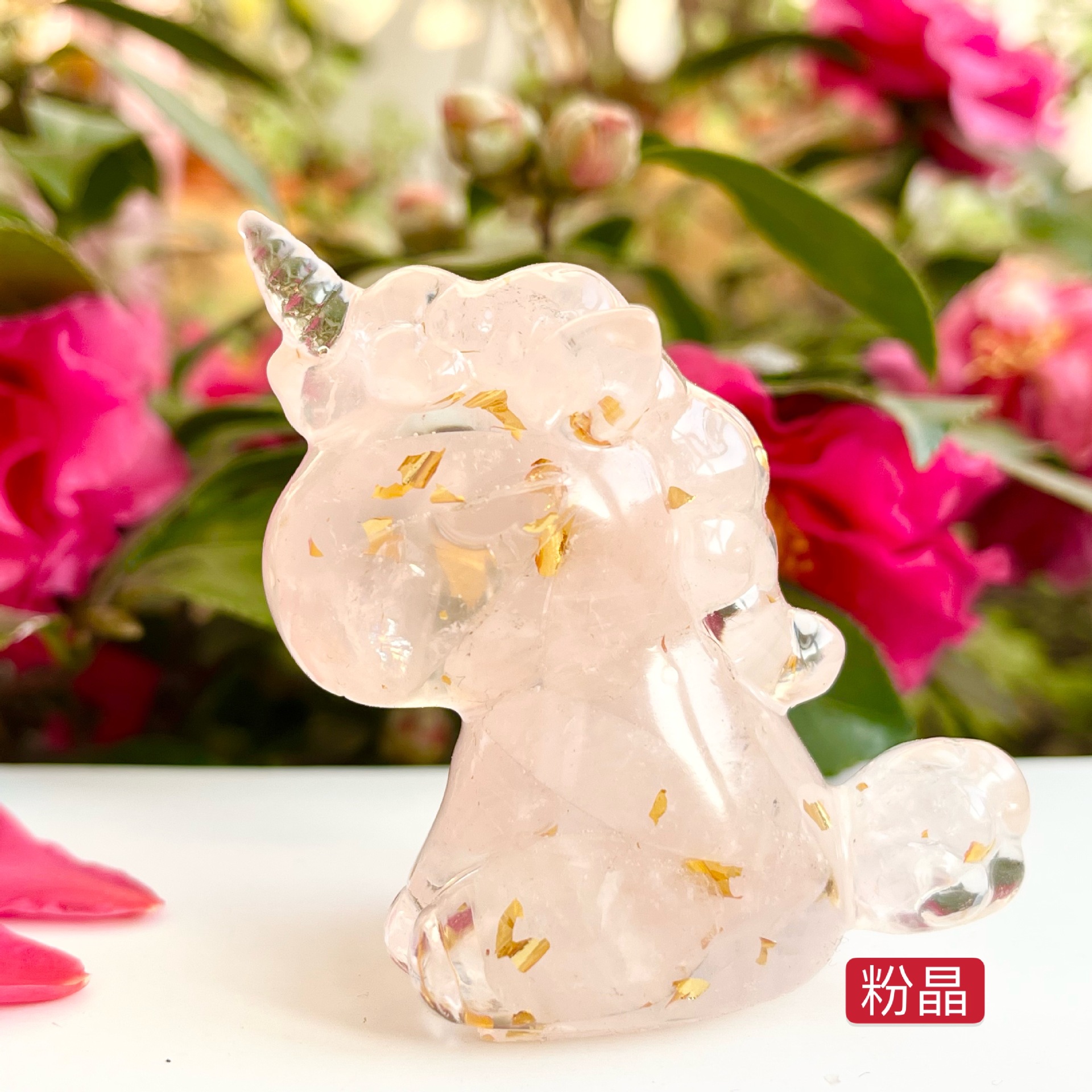 天然水晶滴胶摆件独角兽水晶工艺品树脂公仔外贸独角兽摆台