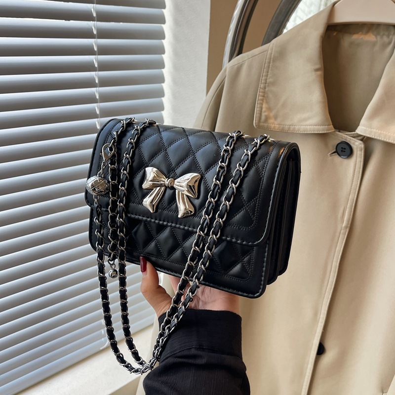 24年新款小香风女士包包单肩斜挎包日常出行链条包女士菱格手提包