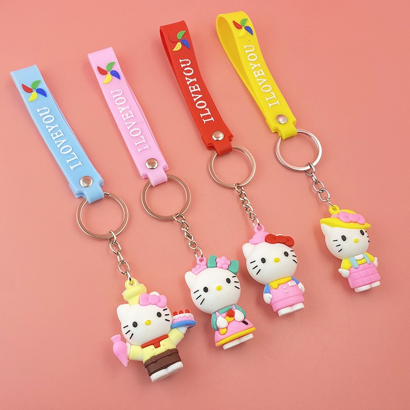 Trending Cartoon Sanrio Tigger Spaceman Keychain Cars and Bags Pendant Push Small Gift Wholesale