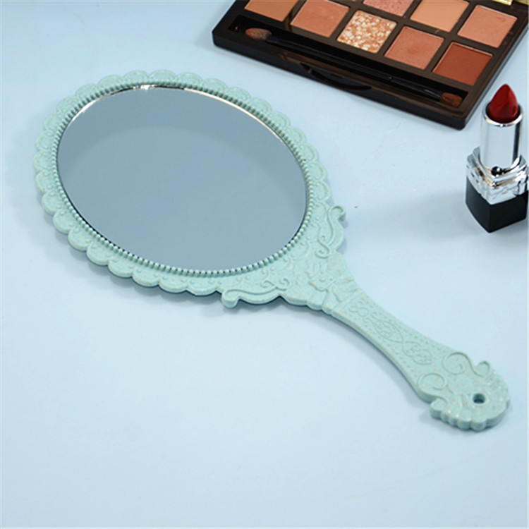 Yiwu Foreign Trade Beauty Hand-Held Makeup Mirror Retro Portable Portable Mirror with a Floral Border Hand-Held Hand-Held Mirror