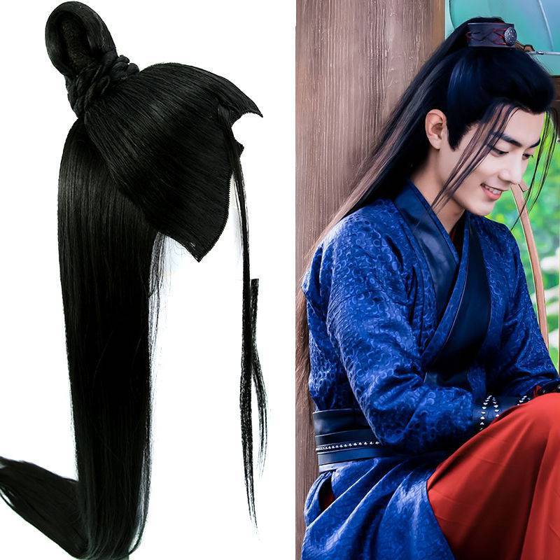 古装汉服假发男整顶古装造型男子全头套长直发古风造型古代假发男