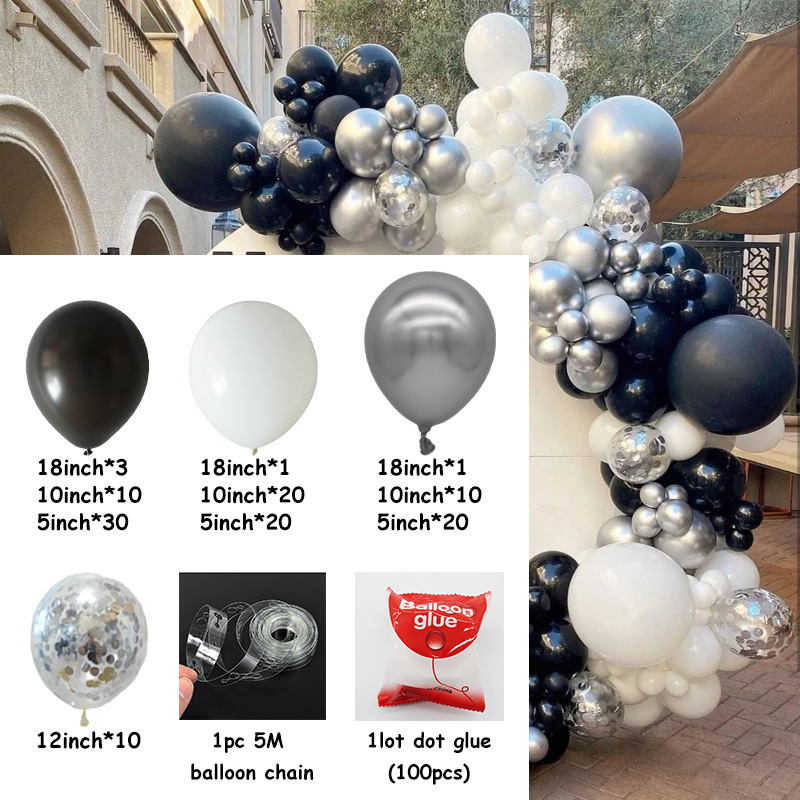 Black Balloon Garland Arch Set Birthday Party Wedding Festival Decorations Arrangement Balloon Chain Package