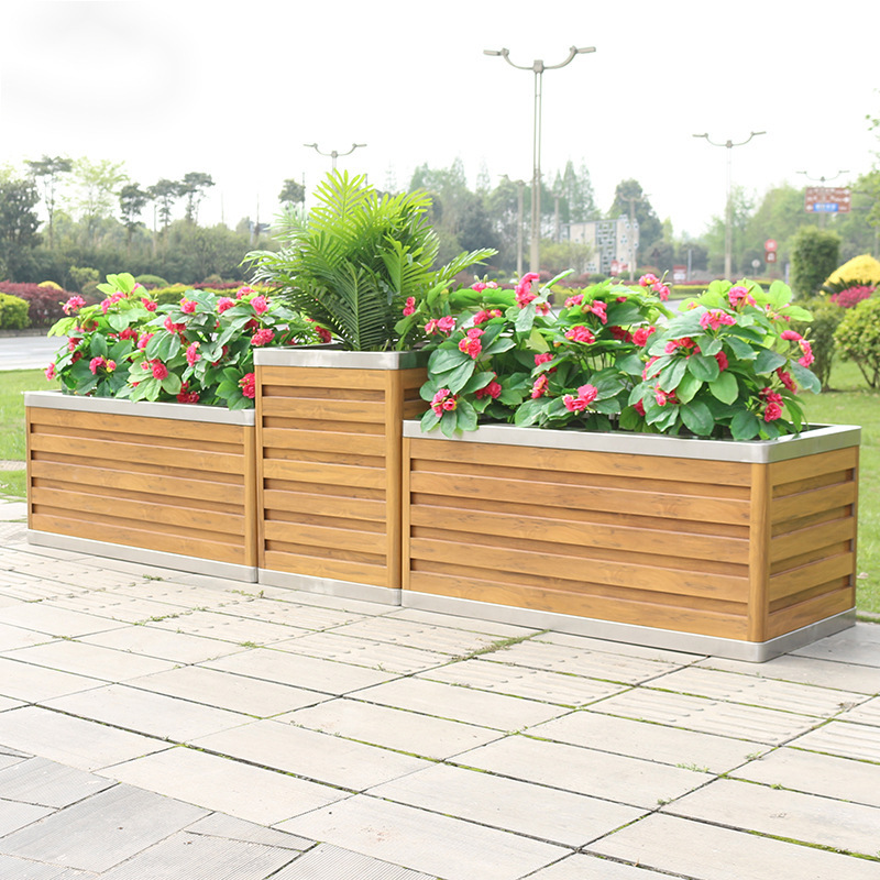 铝合金花箱户外组合阳台花槽室外庭院市政道路铁艺护栏大花盆花坛