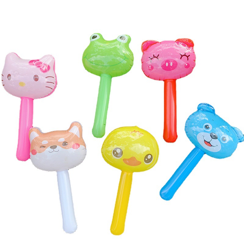 Children's Inflatable Hammer Toy Hammer Cartoon Balloon Baby Tapping Massage Stick Punishment Props with Whistle Ringing Bell