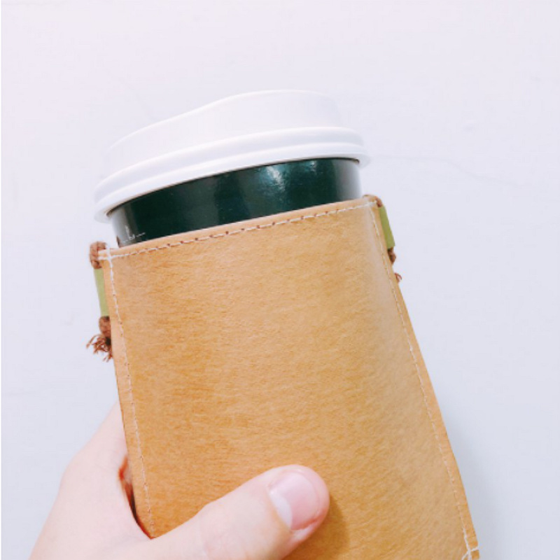 现代简约手提奶茶杯套 打包外带隔热饮料手提袋 户外运动水杯套