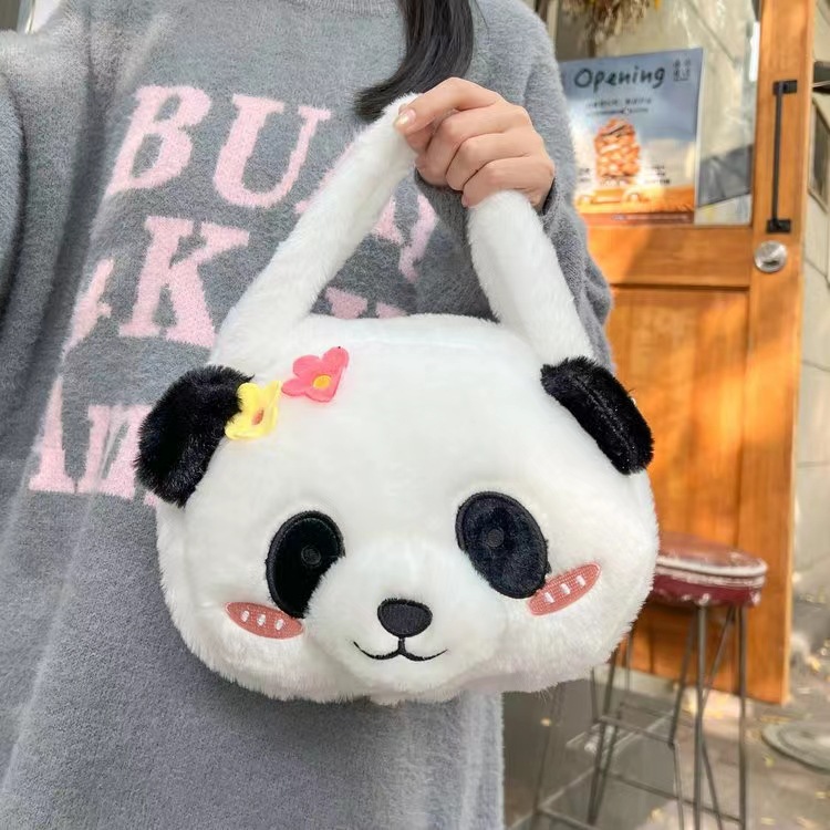 大号毛绒包包大熊猫少女学生手提包2023新款潮玩偶布包卡通单肩包