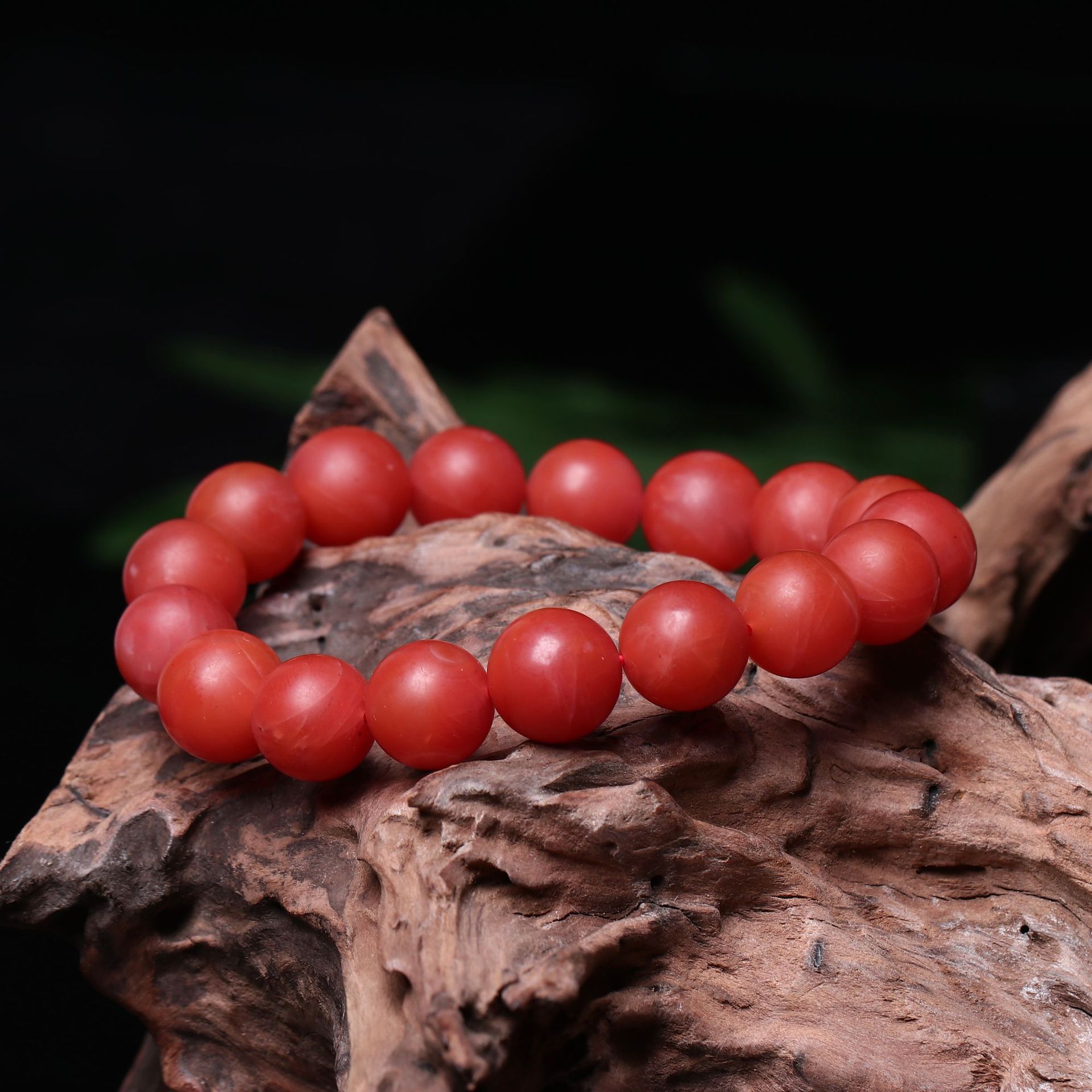 宝山南红玛瑙手链满肉单圈云南保山南红手串手链柿子红