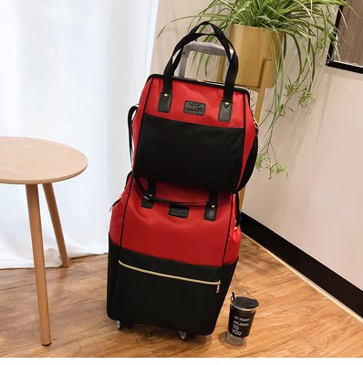拉杆包新款旅行包大容量行李袋牛津布撞色旅行袋手提包