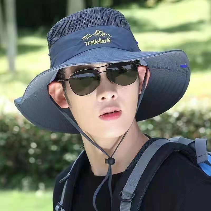 Sun Hat Men's Summer Outdoor Cycling Fishing Leisure Boonie Hat Mountaineering Sun Protective Breathable Big Brim Fisherman Hat