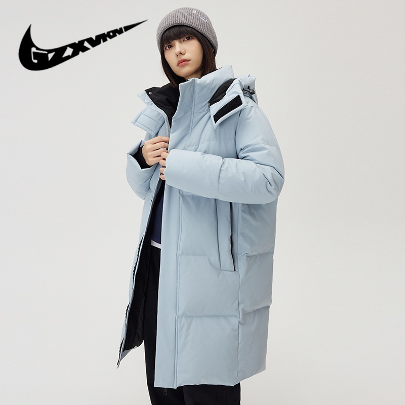 Men's 2023 Winter Sports Mid-Length down Jacket Male Couple Casual Long over the Knee Hood Student Coat Female