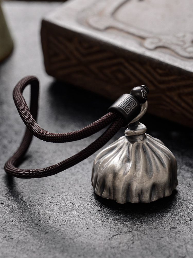 999纯银莲蓬手把件足银摆件禅意银茶宠银滚珠按摩把玩个性银挂件