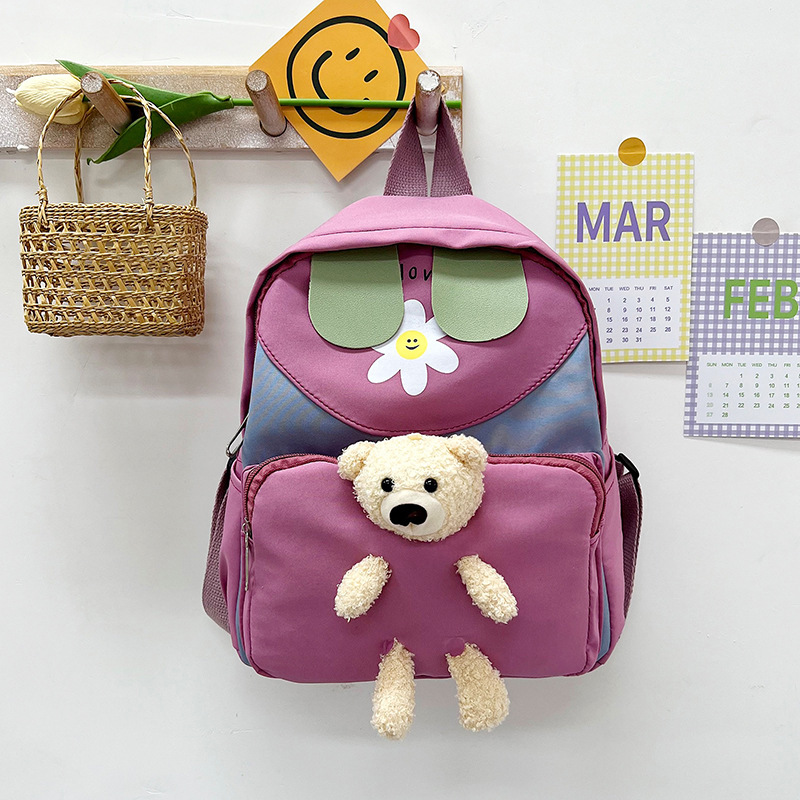 New Color Matching Bear Backpack 2023 Summer Trendy Children's Backpack Factory Wholesale