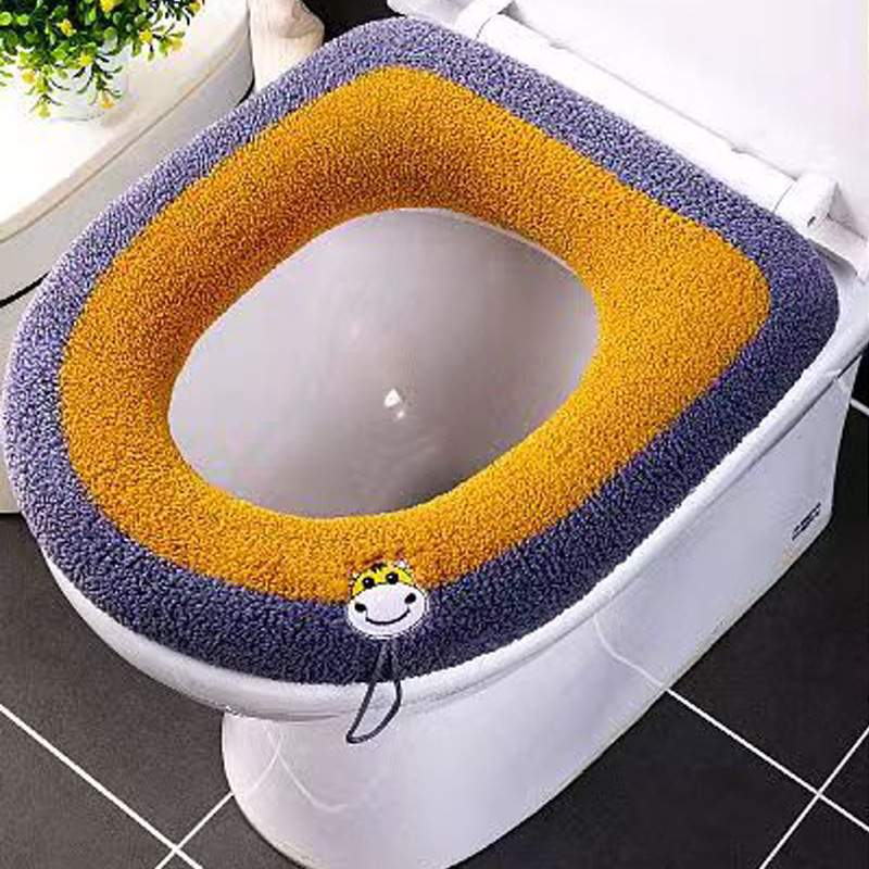 Knitted Toilet Seat Wholesale Toilet Seat Cover Generation Cartoon Calf Cow Head Pattern Toilet Mat Universal Factory Direct Sales