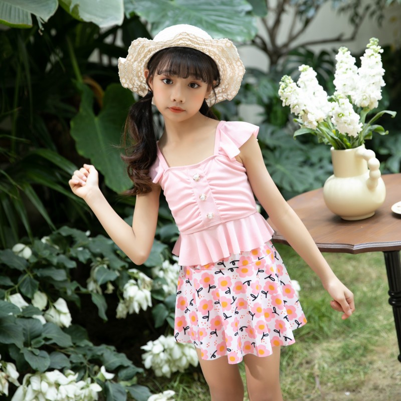 8725-p1儿童泳衣女孩大童分体卡通温泉泳衣中童碎花泳装代发-阿里巴巴