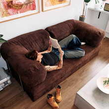 法式复古风灯芯绒布艺沙发北欧极简风设计师新款可拆洗直排沙发床