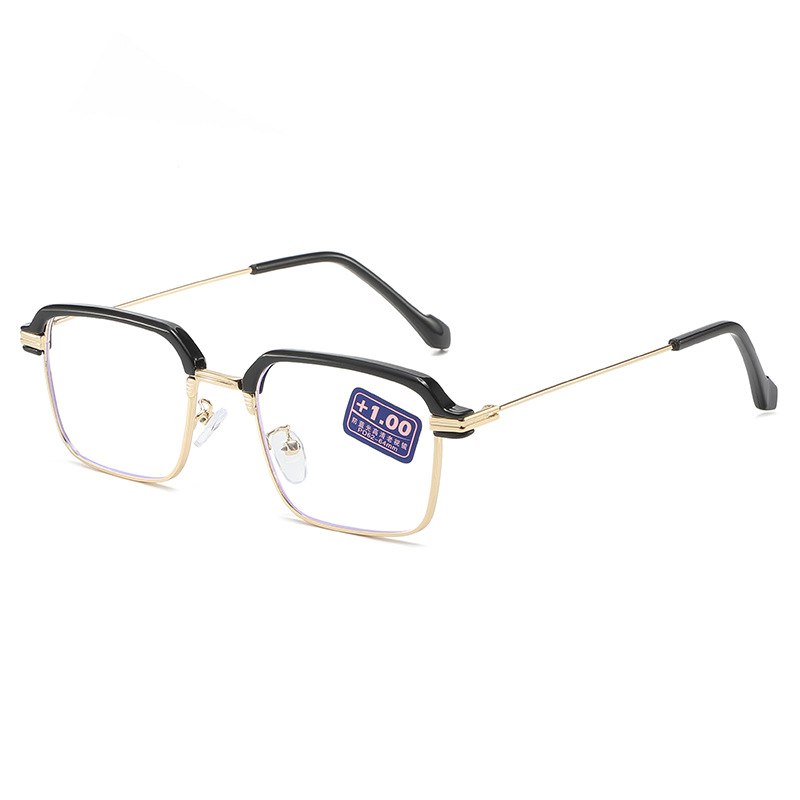 Reading Glasses Men's Business Hd Anti-Blue Light Glasses New Ultra-Light Frameless Metal Frame Anti-Blue Light Reading Glasses