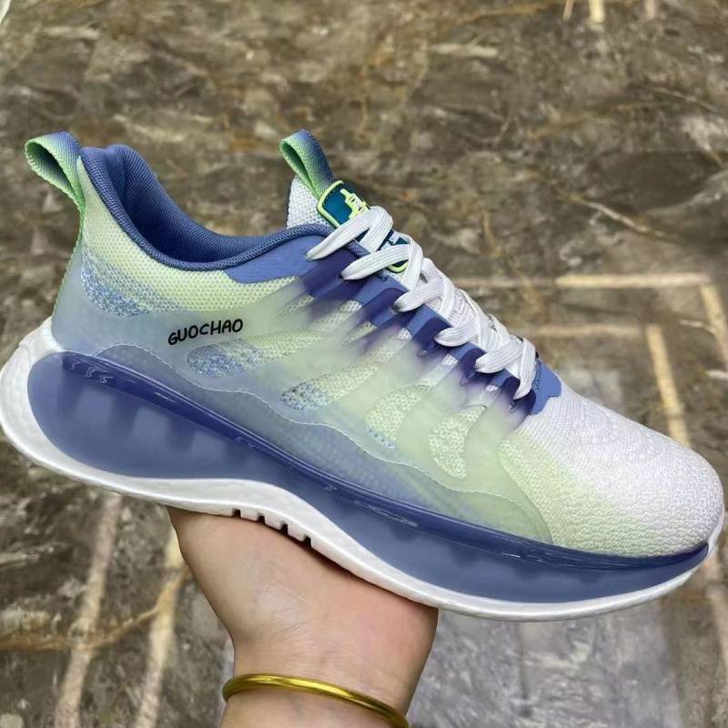 新款2022年夏季潮男运动鞋青少年透气鱼丝网冰蓝全掌果冻底休闲