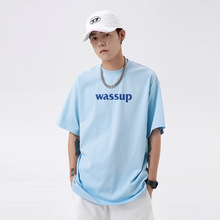 WASSUP HEODS潮牌夏季LOGO字母短袖T恤男多巴胺色情侣装宽松上衣