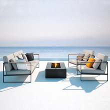 现代简约户室外沙发组合酒店花园露天铁艺金属沙发防水铝合金沙发
