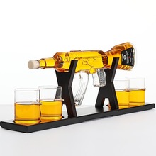 厂家直销亚马逊枪型醒酒器套装AK47高硼硅玻璃红酒威士忌醒酒器