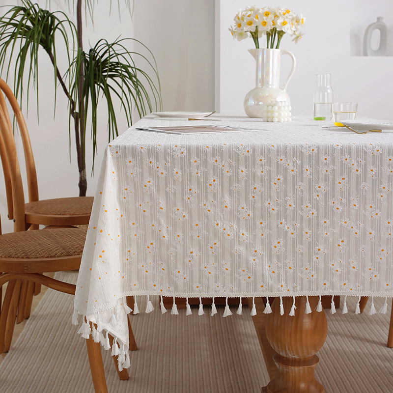 Pastoral Style Tablecloth Cotton Linen Fabrics Dining Table Coffee Table round Table Square Tablecloth Fresh Floral Desktop Cover Cloth in Stock