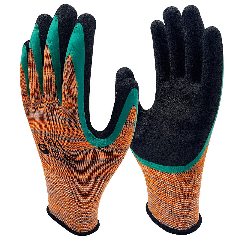 劳保手套皱纹耐磨浸胶防滑胶皮防护工作户外工地干活挂胶带胶手套