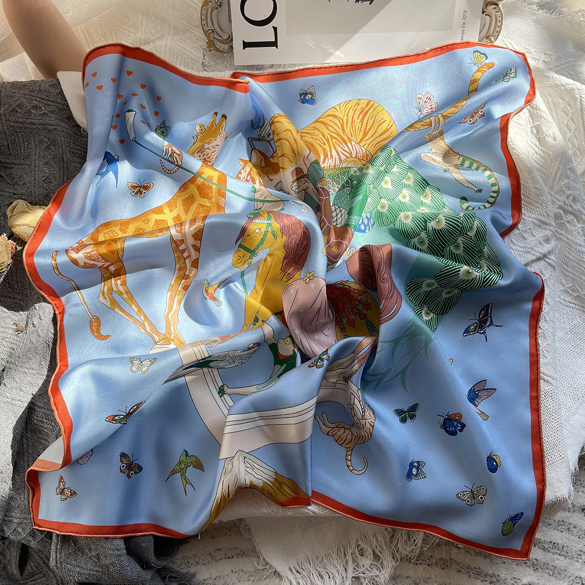 动态分享欧美大牌风高端真丝丝巾女秋冬重磅斜纹绸100%桑蚕丝丝巾