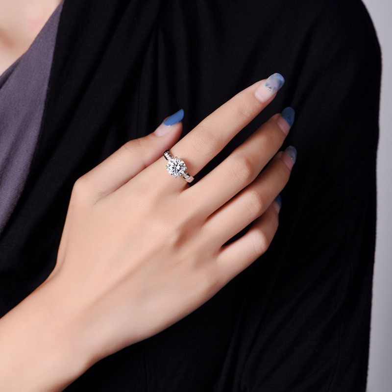 燕尾牛头美国时尚莫桑石钻戒镶嵌18k金结婚求婚戒指女戒潮-阿里巴巴