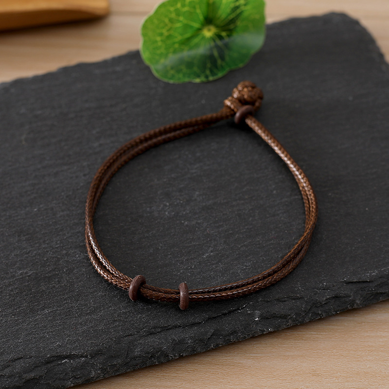 细蜡皮绳手链 双股蜡绳手链穿孔珠串珠绳情侣红绳手绳脚链