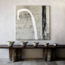 忒派TeiPai《默片年代》手绘抽象油画黑白灰正方形挂画客厅装饰画