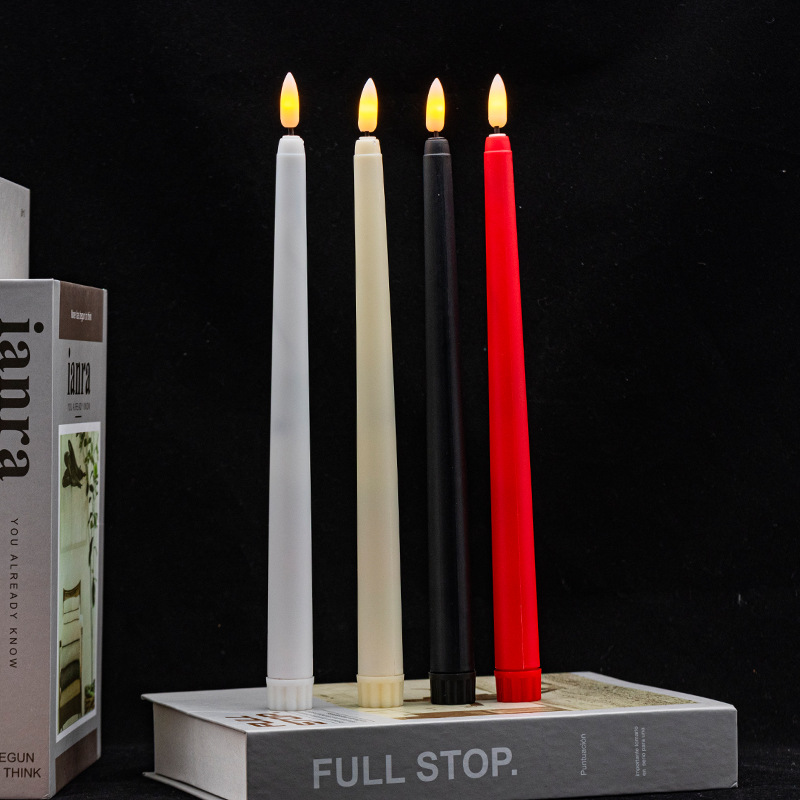 Cross-Border 10-Key Remote Control 3D Bullet Pole Candle Electric Candle Lamp Home Bar Halloween Decoration Pointed Rod Candlestick