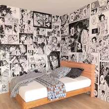 壁纸自粘墙纸二次元黑白墙面贴纸动漫房间海报jk拍照背景布置卧室