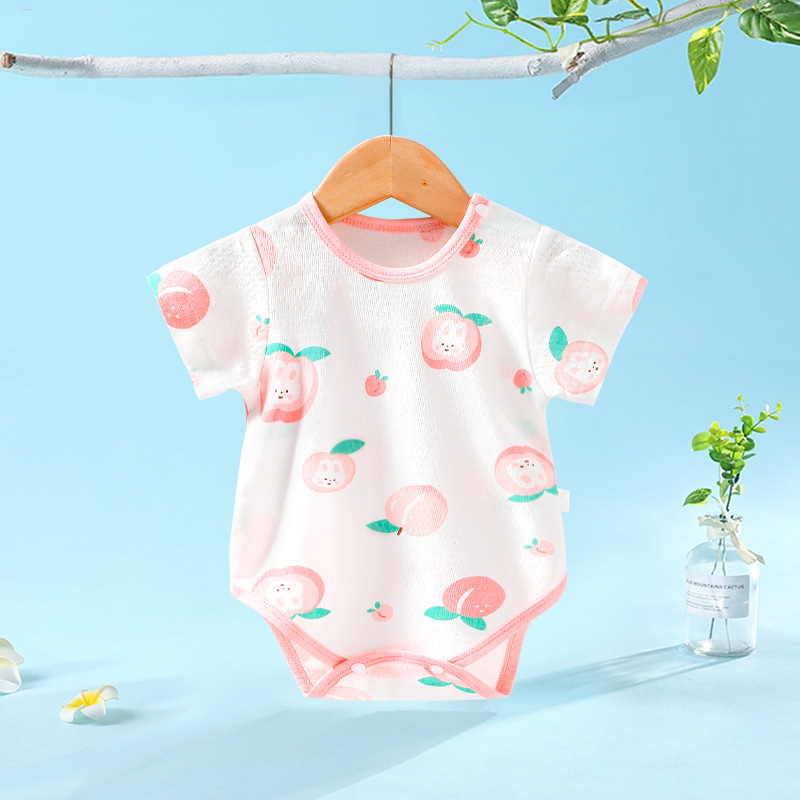 Baby One-Piece Clothes Men's and Women's Baby Romper Triangle Short-Sleeved Sheath Thin Pure Cotton Summer Summer Baby Clothes