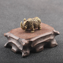 Handmade Pure Copper Cute Rhinoceros Miniatures Figurines跨