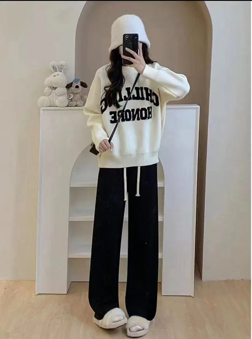 2023 Spring and Summer New Bubble Nougat Pastry Pants Women's High Waist Loose Comfortable Slimming Casual All-Match Wide Leg Pants Hot Sale
