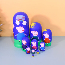 椴木小猪套娃儿童节礼物木质工艺品现代简约10层卡通彩绘套娃现货