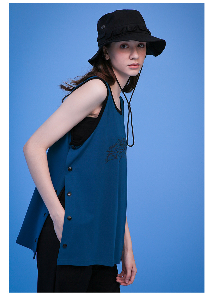 bf风宽松工字无袖运动背心女外穿嘻哈学生篮球球衣夏季薄款