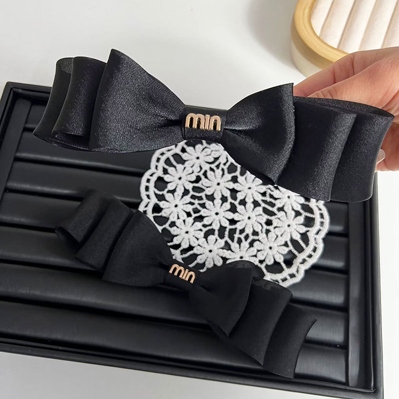 法式气质黑色三层大号蝴蝶结高颜值后脑勺精致发夹韩国纱厂家批发