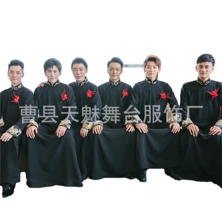 陈晓陈妍希同款伴郎伴娘服民国男款长衫马褂中式新娘