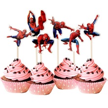 24支卡通英雄蜘蛛侠蛋糕插牌插签牙签插旗插件生日派对甜品台装饰