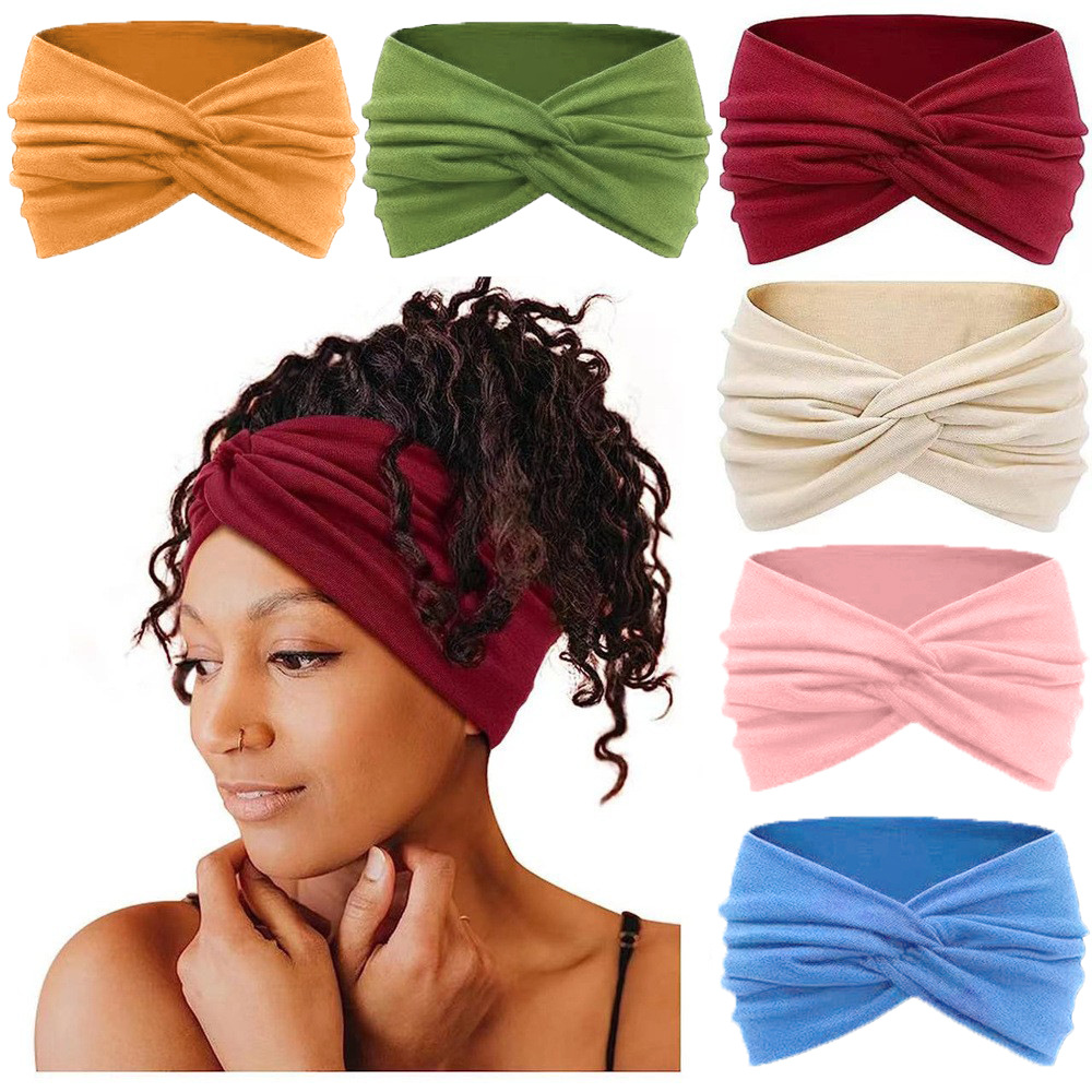 European and American New Women's 18cm Widened Hair Band Headband Yoga Elastic Hair Band Running Hair Band Sports Sweat-Absorbing Head